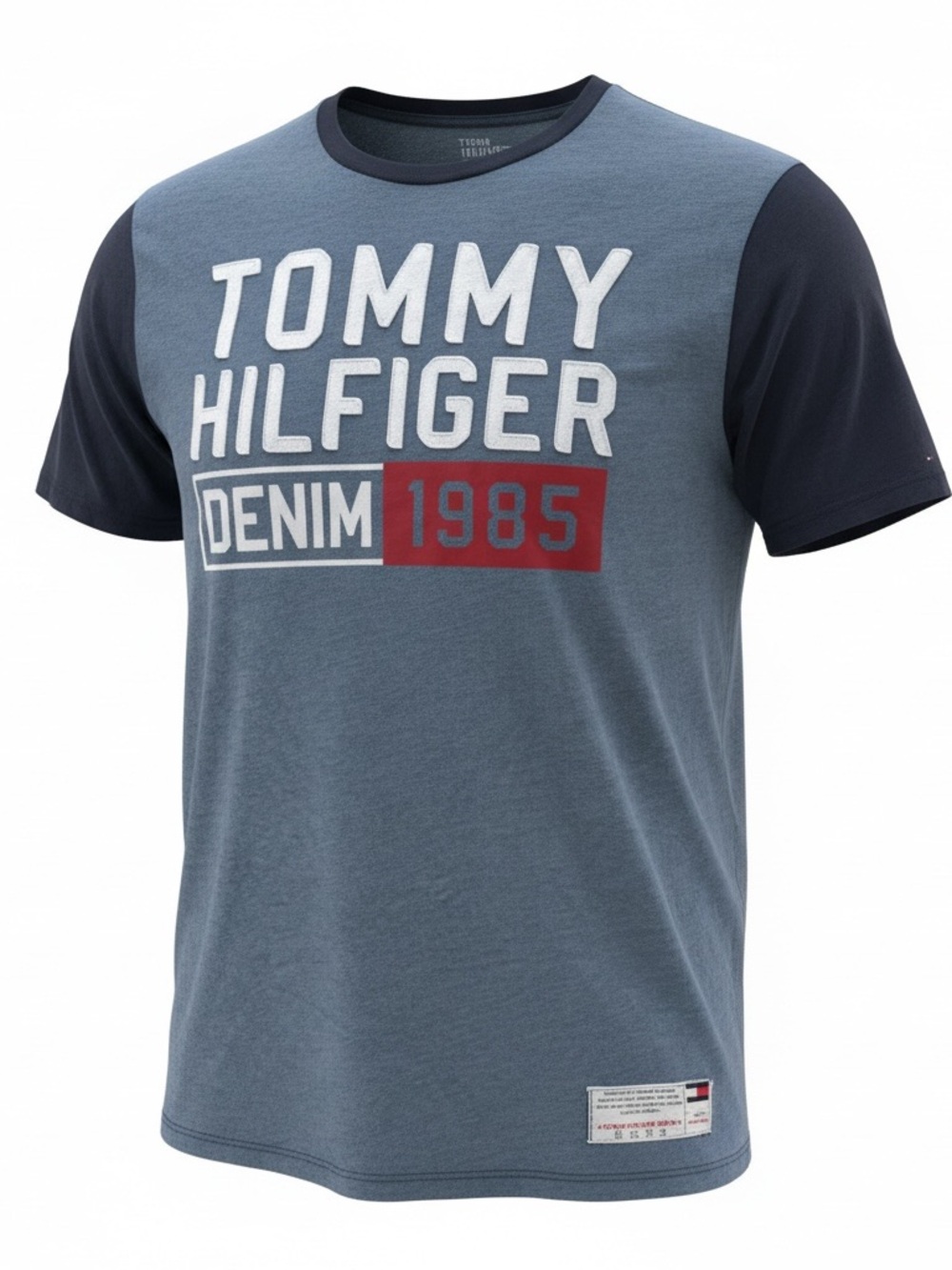 Tommy Hilfiger Blue & Navy 'Denim 1985' Logo Short Sleeve Tee